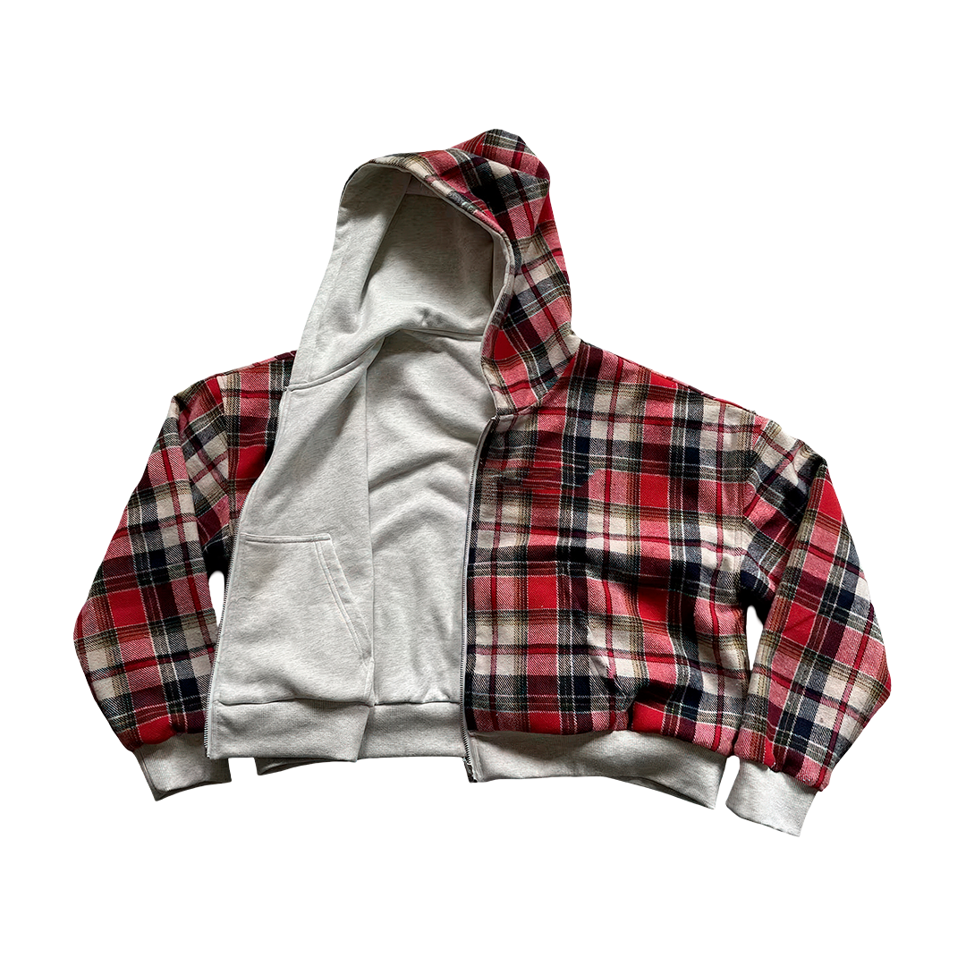Reversible Hoodie with Plaid Lining