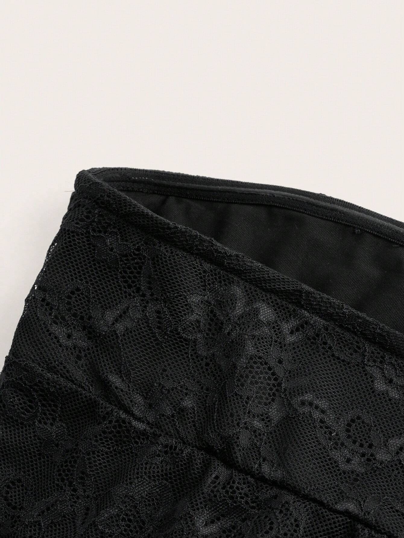 Asymmetrical Lace Contrast Cropped Top