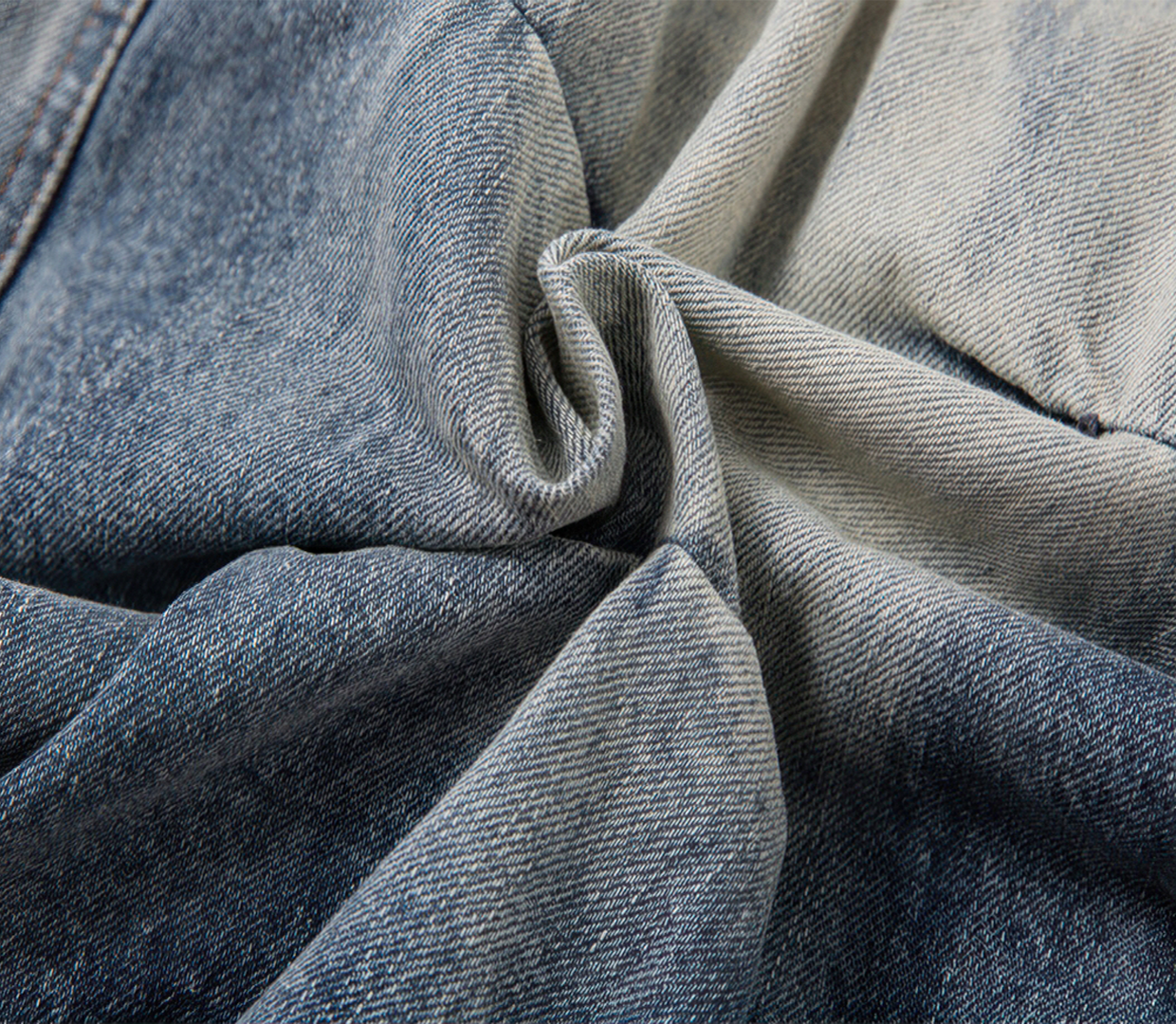 Distressed Washed Pleated Jeans