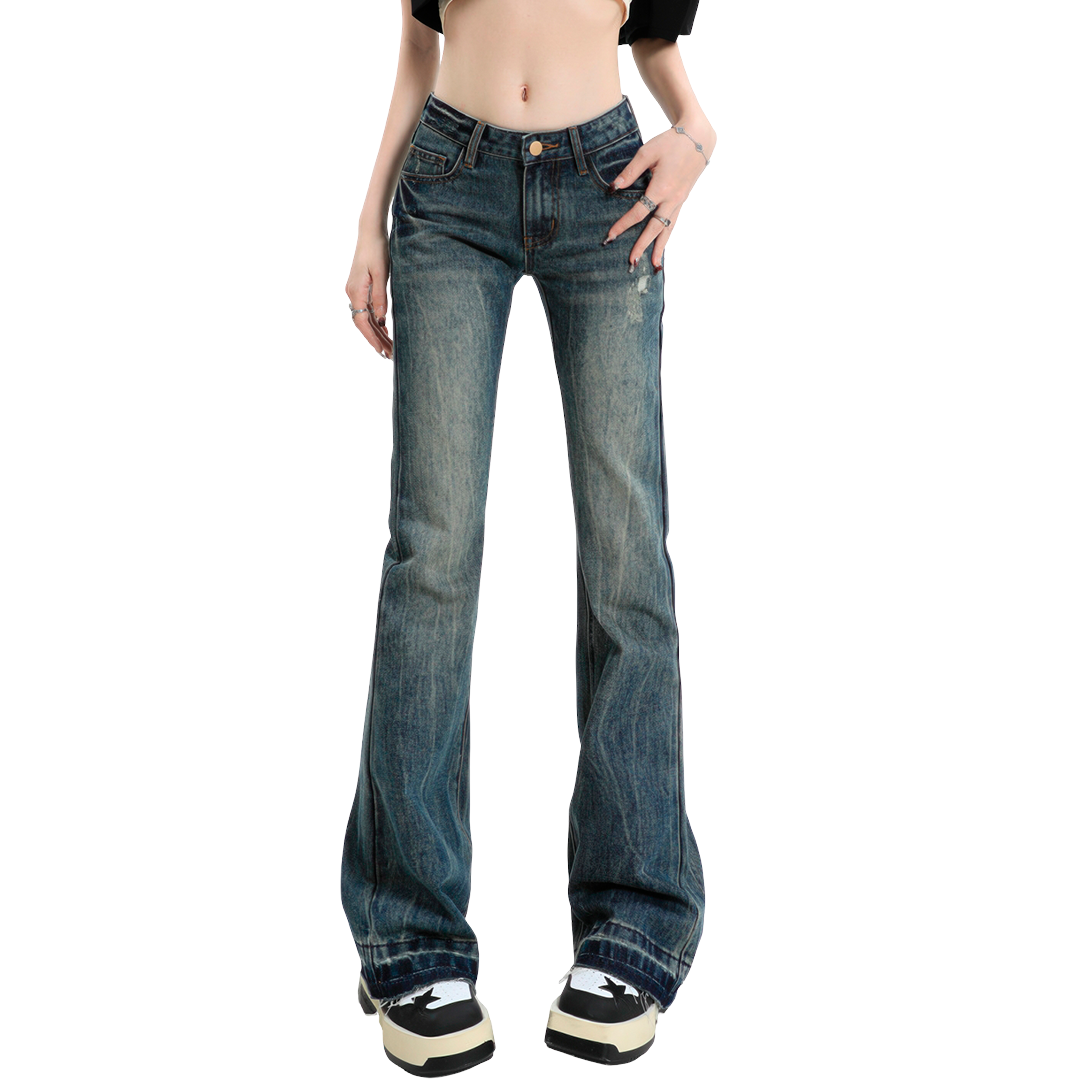 Low-rise slim-fit stretch embroidered Flared Jeans