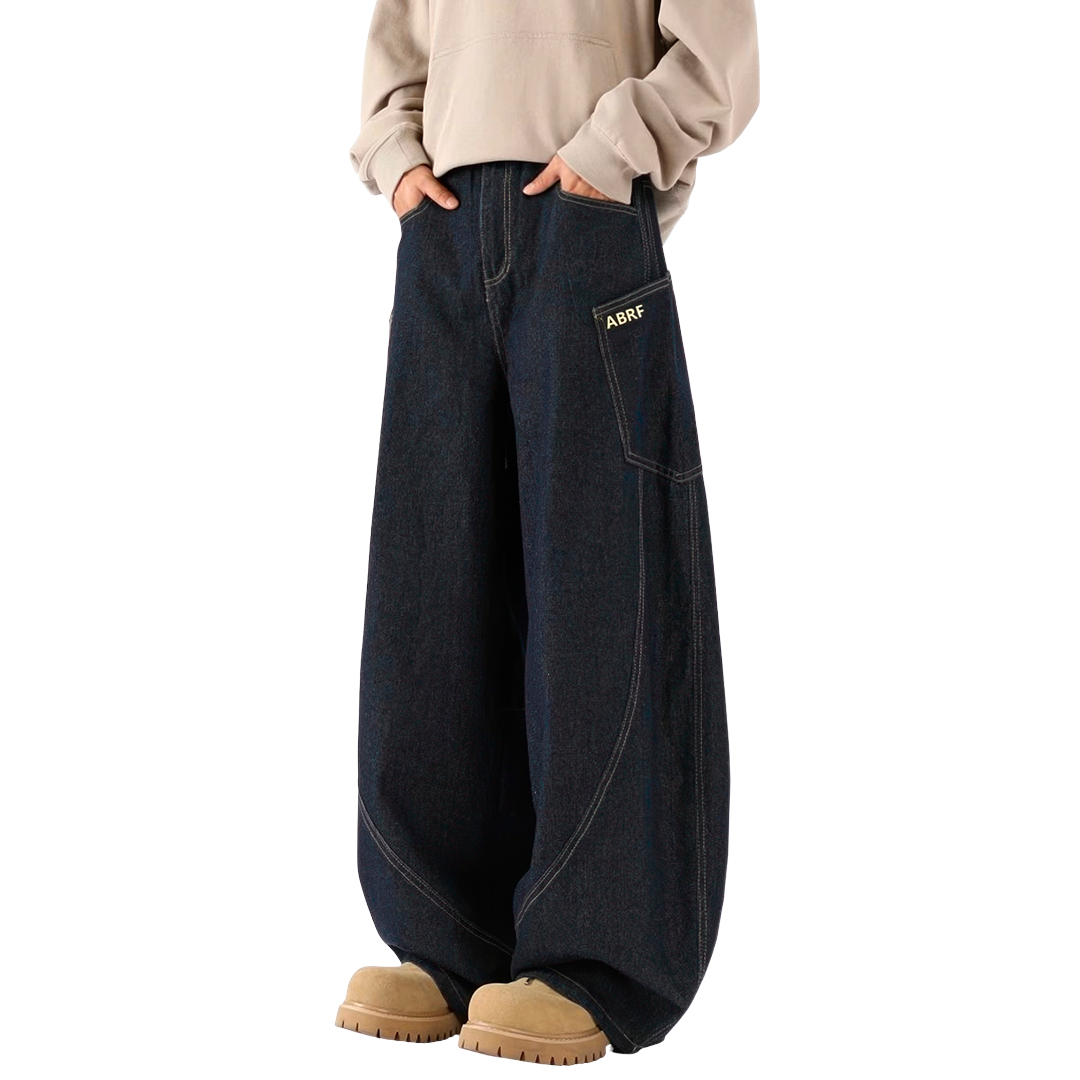 Plaid Patched Loose Jeans