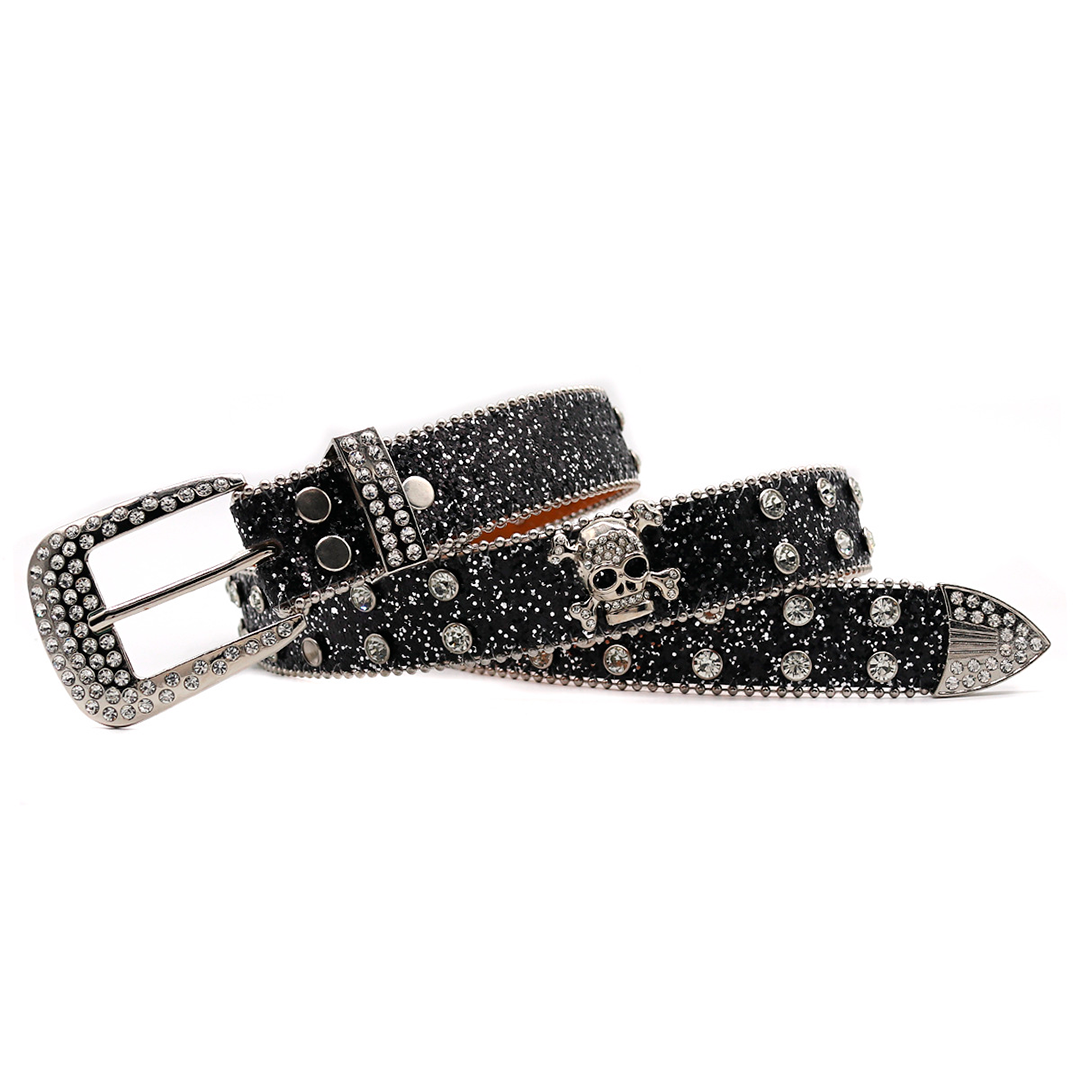Crystal Studded Skull Statement Belt