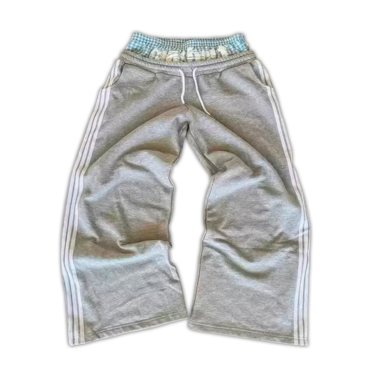 Grey and Blue Color-Block Lounge Pants