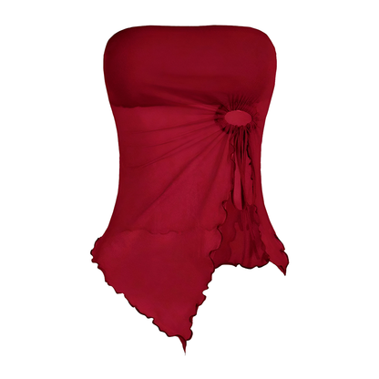 Mesh Tube Top Drawstring Side