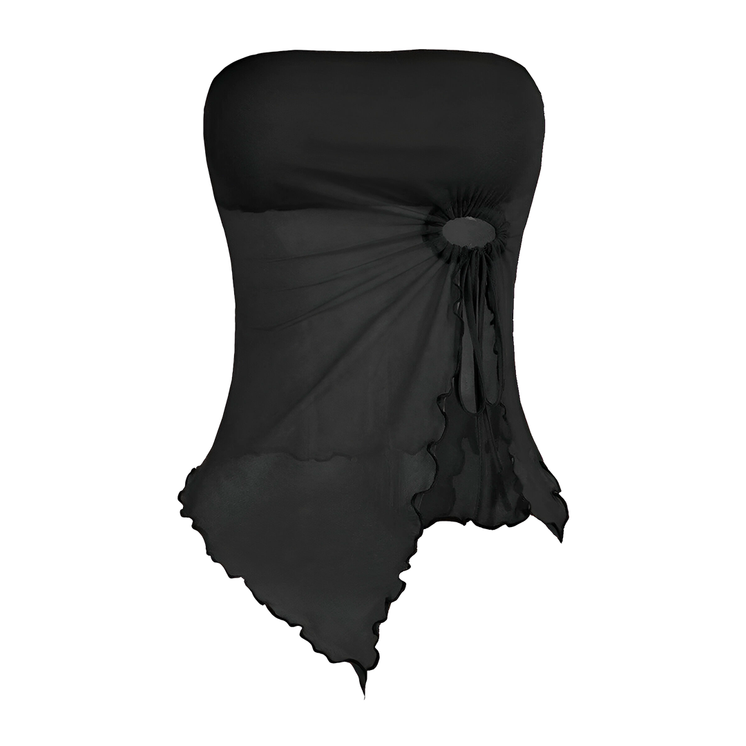 Mesh Tube Top Drawstring Side