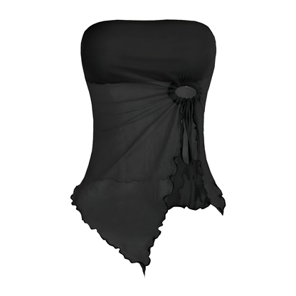 Mesh Tube Top Drawstring Side