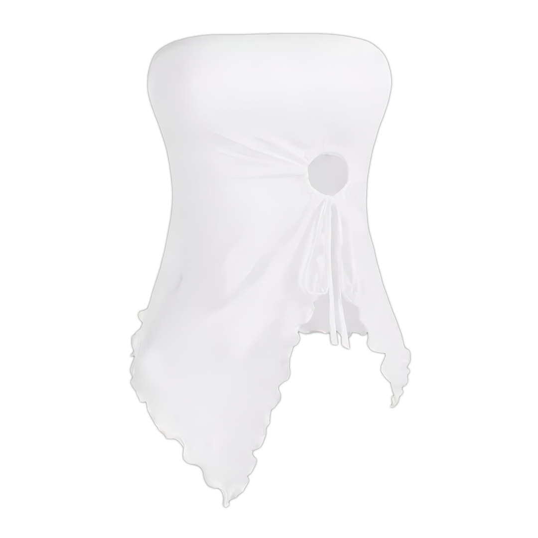 Mesh Tube Top Drawstring Side