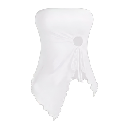 Mesh Tube Top Drawstring Side