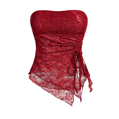 Asymmetrical Lace Contrast Cropped Top