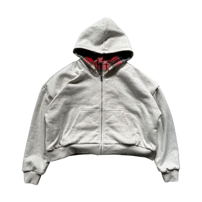 Reversible Hoodie with Plaid Lining