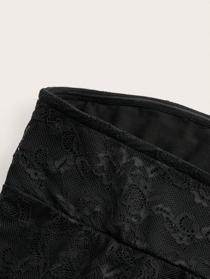 Asymmetrical Lace Contrast Cropped Top