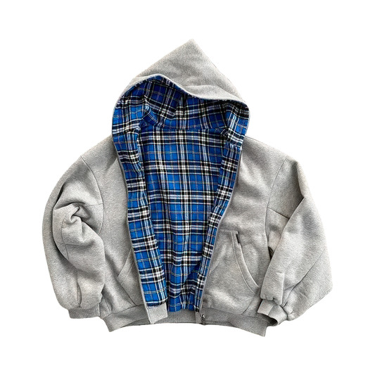 Reversible Hoodie with Plaid Lining
