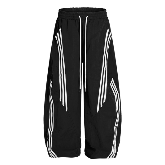 Nylon Multi-Stripe Track Wide-Leg Pants