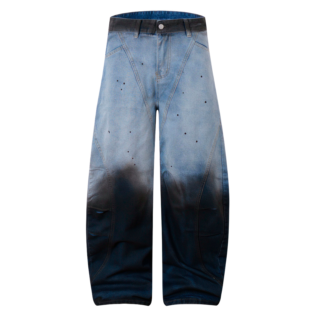 Distressed Gradient Baggy Jeans