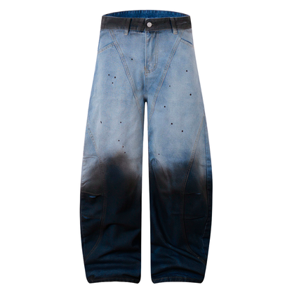 Distressed Gradient Baggy Jeans