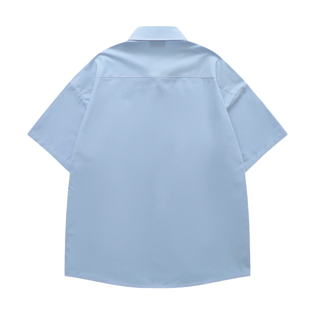 Short-Sleeve Shirt With Colorful Floral Embroidery,