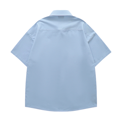 Short-Sleeve Shirt With Colorful Floral Embroidery,