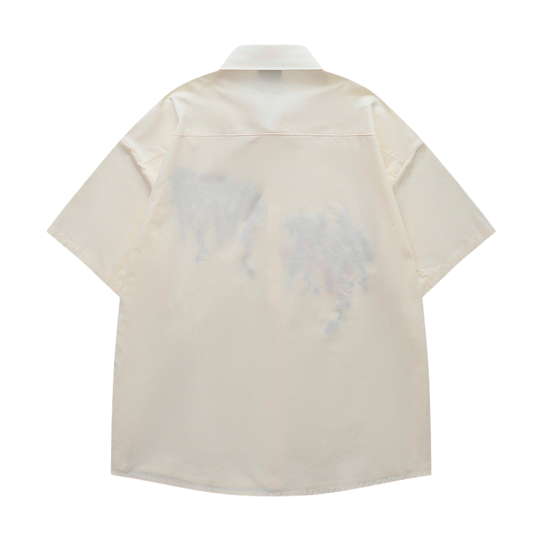 Short-Sleeve Shirt With Colorful Floral Embroidery,