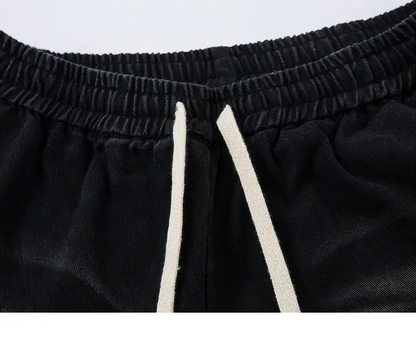 Washed Multi Pocket Drawstring Cargo Jeans