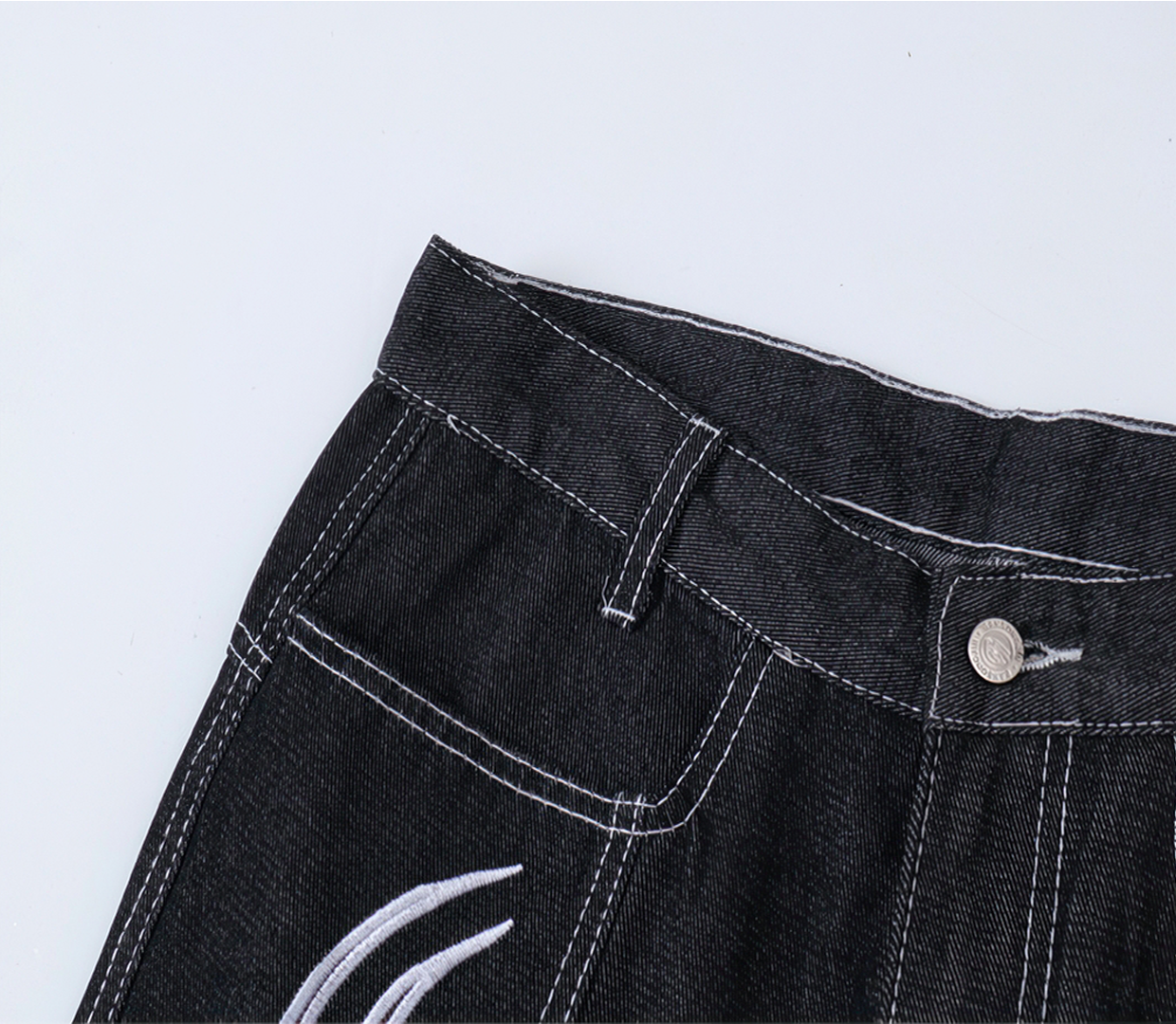Black Tribal Embroidered Wide Leg Pants