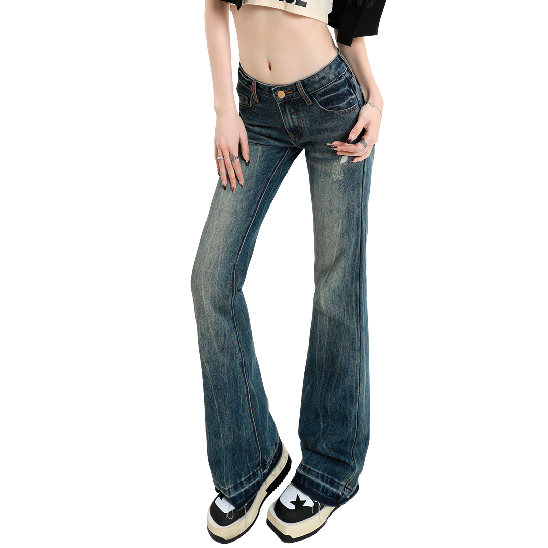 Low-rise slim-fit stretch embroidered Flared Jeans