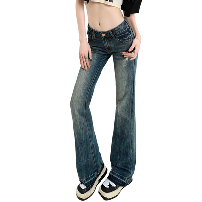 Low-rise slim-fit stretch embroidered Flared Jeans