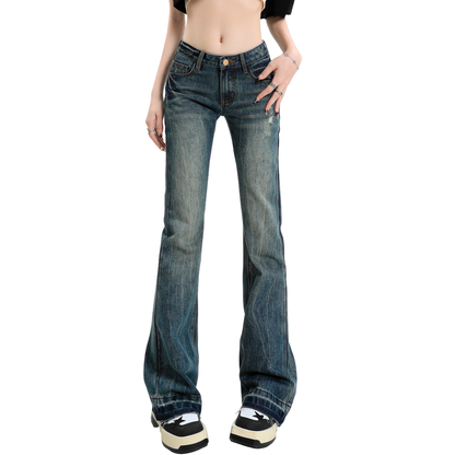 Low-rise slim-fit stretch embroidered Flared Jeans