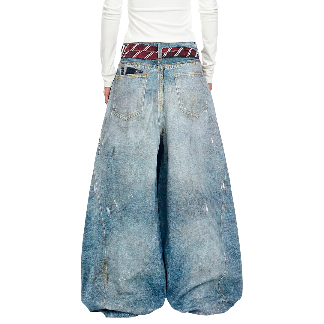 Streetwear Graffiti Splatter Oversized Wide Leg Jeans