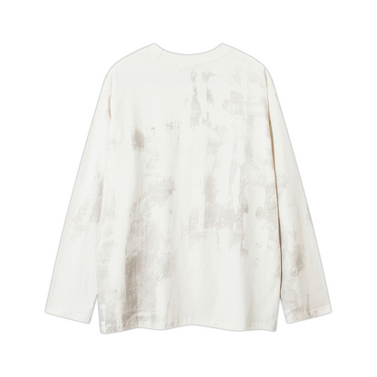 Washing Blurred Lettering 2 Color Long Sleeve
