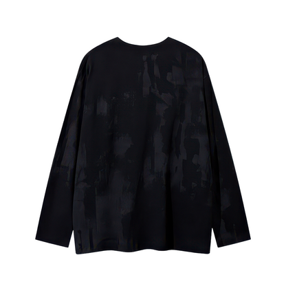 Washing Blurred Lettering 2 Color Long Sleeve