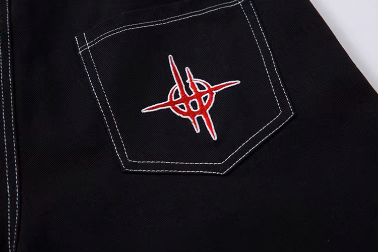 Streetwear Oversized Wide Leg Fire Stitching Jeans
