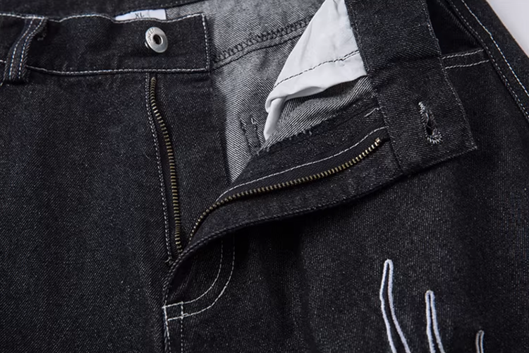 Streetwear Oversized Wide Leg Fire Stitching Jeans