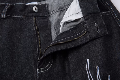 Streetwear Oversized Wide Leg Fire Stitching Jeans