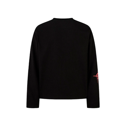 Gothic Letter Print Waffle Texture Long Sleeve Shirt
