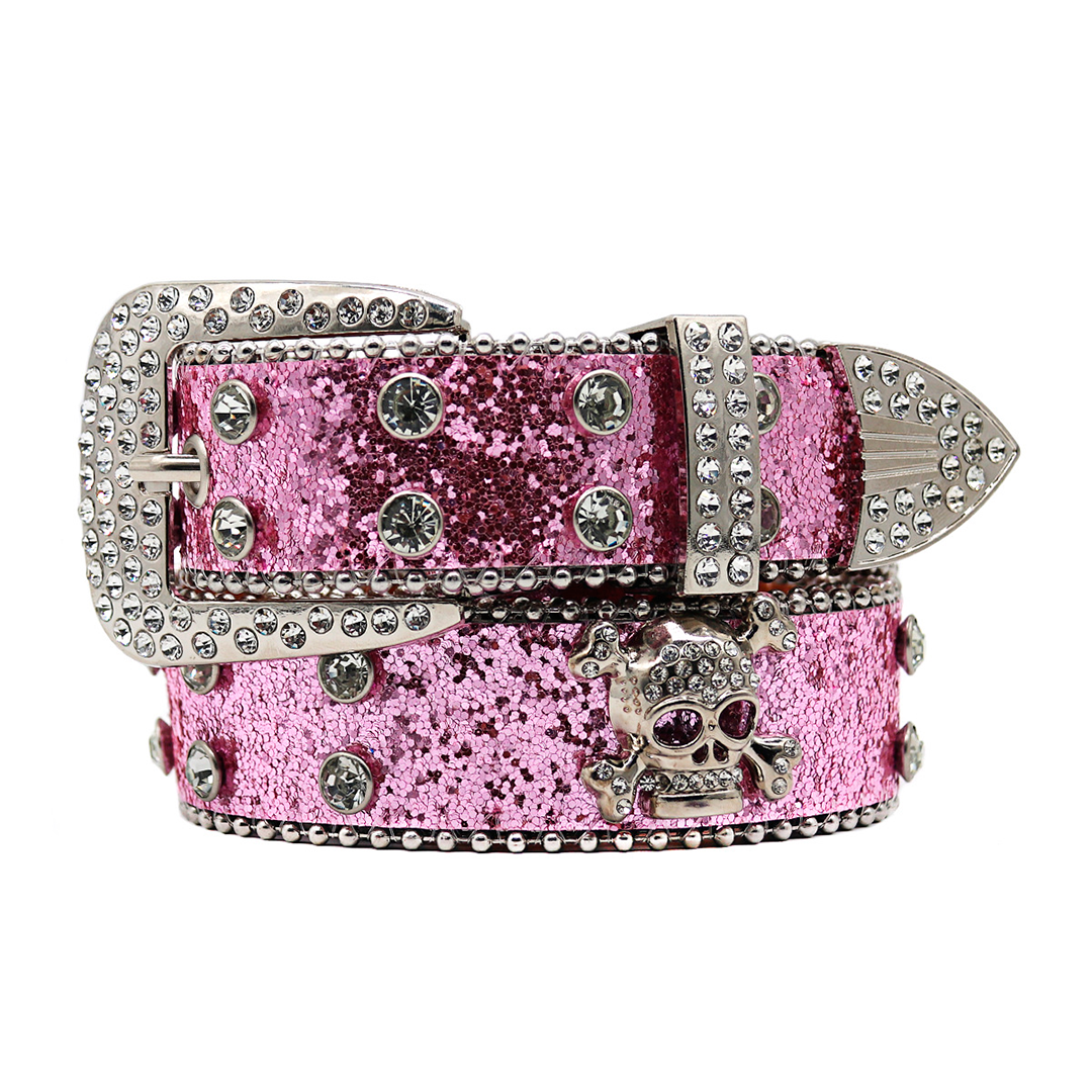 Crystal Studded Skull Statement Belt