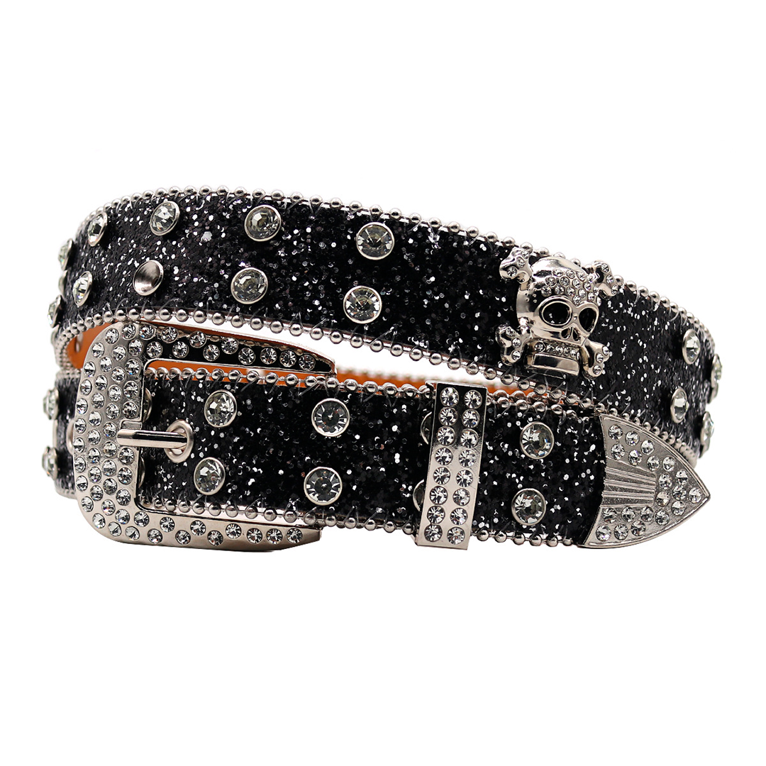 Crystal Studded Skull Statement Belt