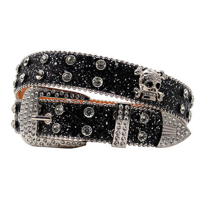 Crystal Studded Skull Statement Belt