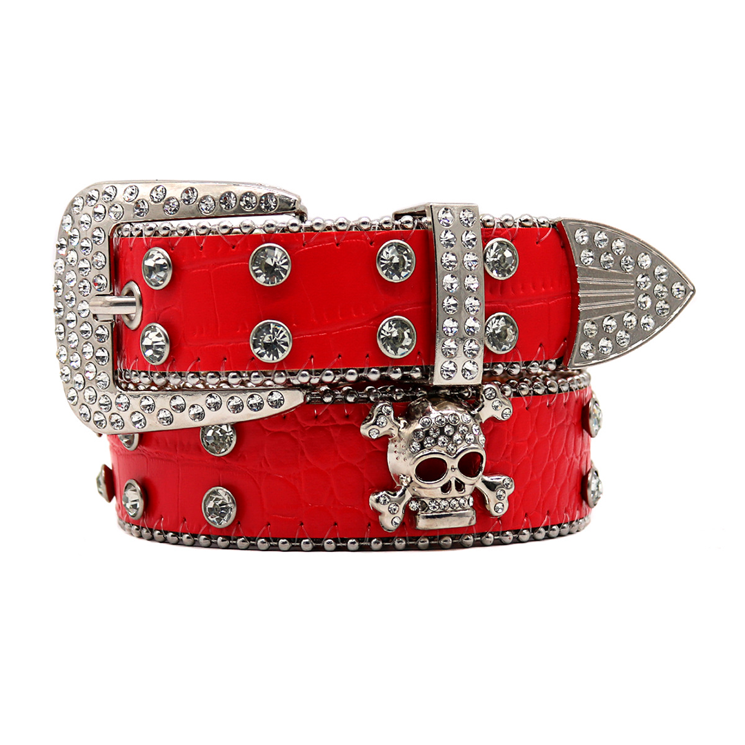 Crystal Studded Skull Statement Belt