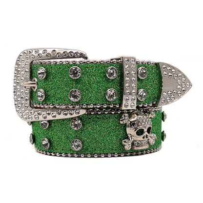 Crystal Studded Skull Statement Belt
