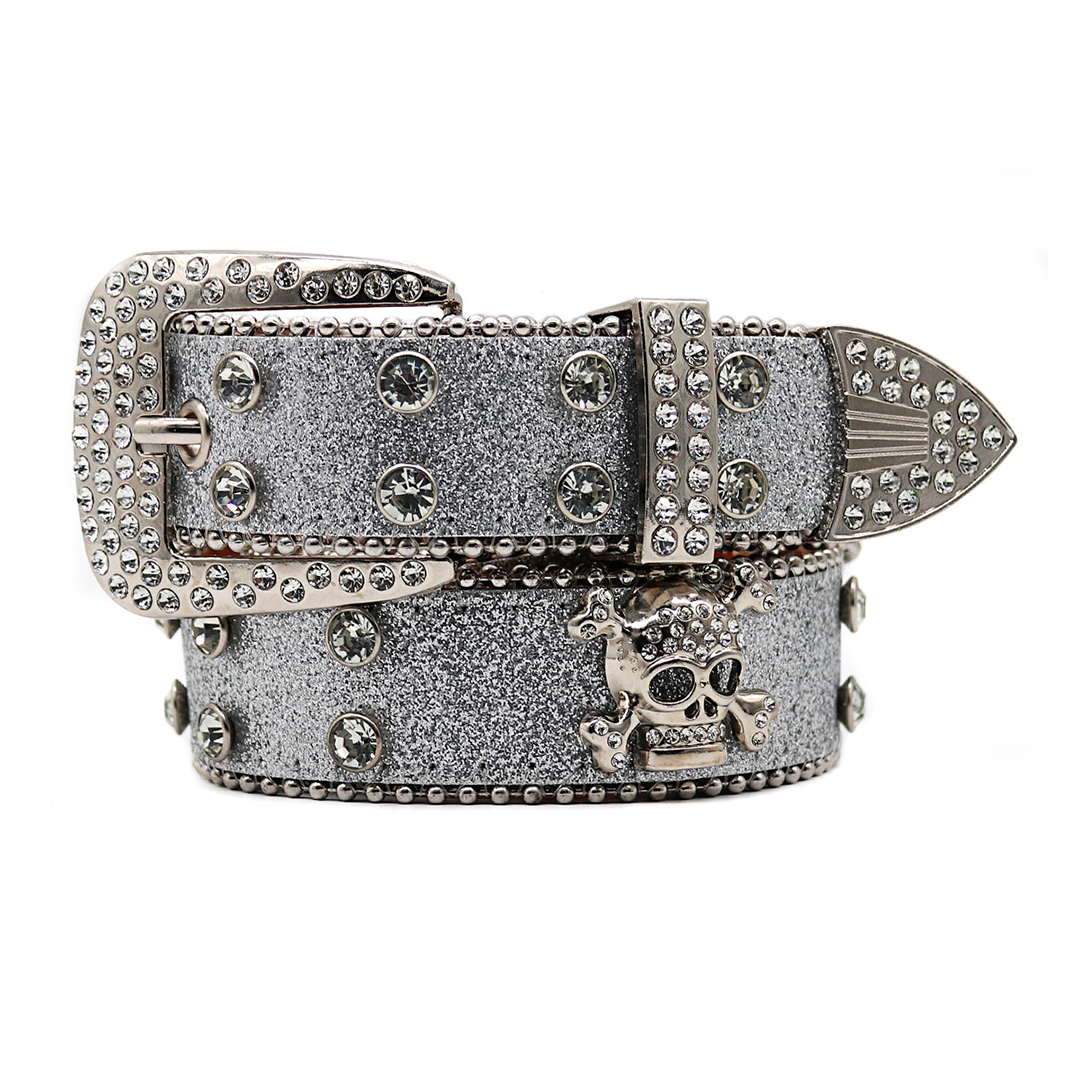 Crystal Studded Skull Statement Belt