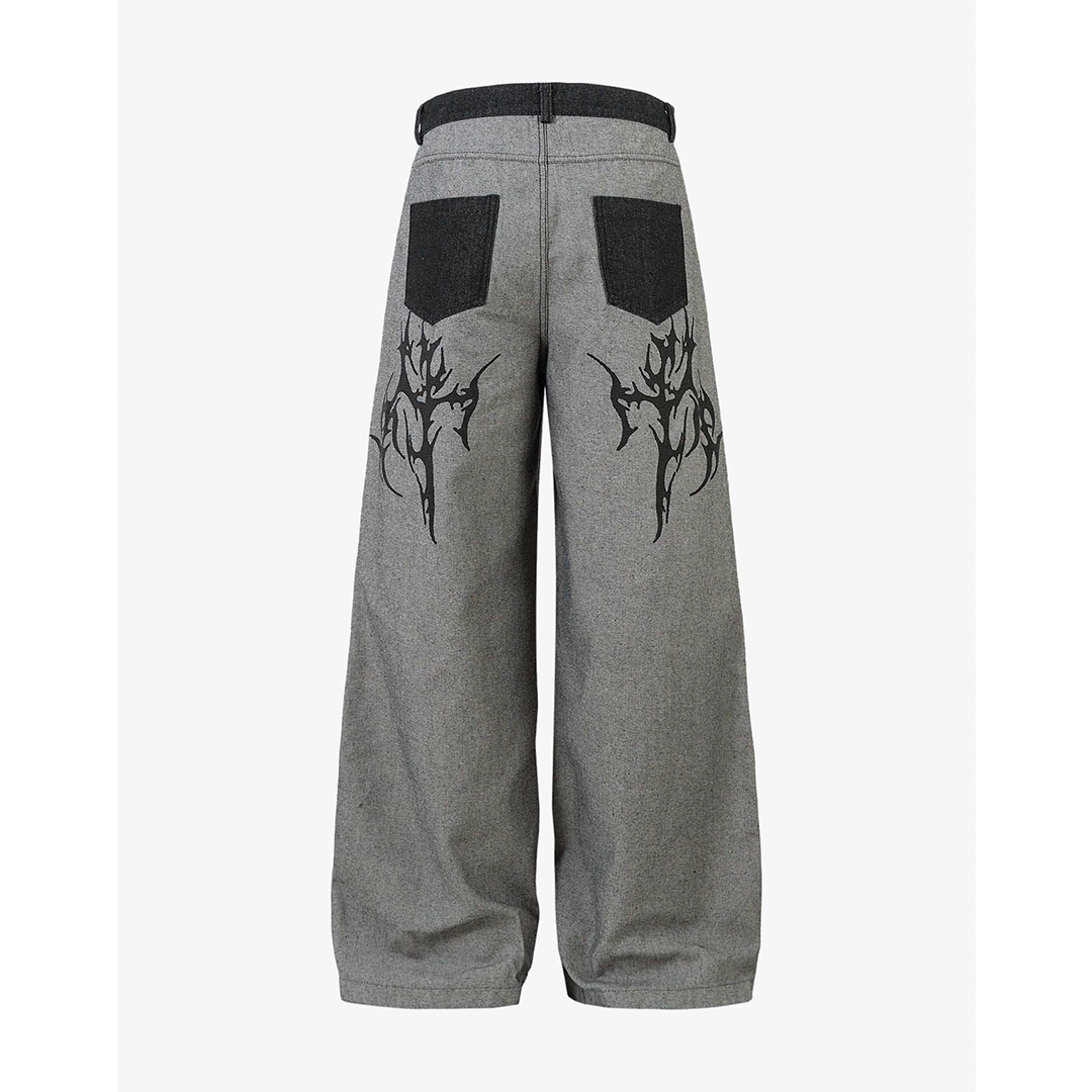 Tribal Flame Graphic Oversized Baggy Denim