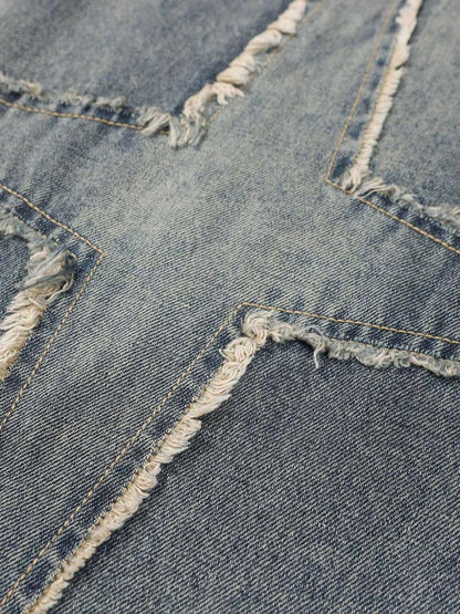 Oversized Star Patchwork Washed Pants